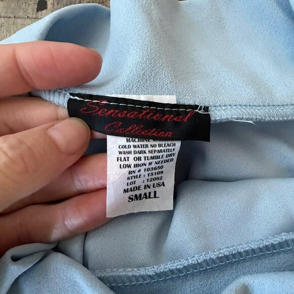 Light Blue Skater Skirt With Bow Accent Elastic Waistband Sensational Collection - Picture 6 of 8